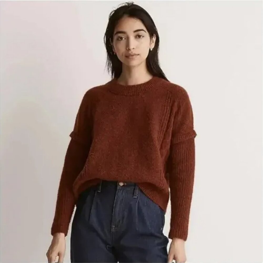 NWT Madewell Cable Havener Pullover Sweater Red 3X